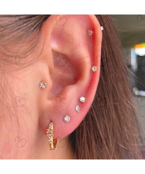 Brinco Argola com Trapézios Ouro 18k