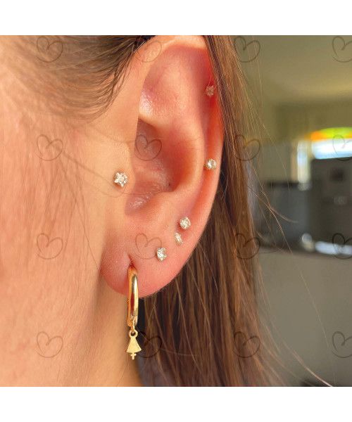 Brinco Argola com Pingente Nossa Senhora Aparecida Ouro 18k