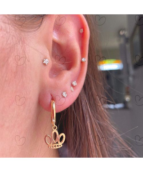 Brinco Argola Pingente Patinha Ouro 18k