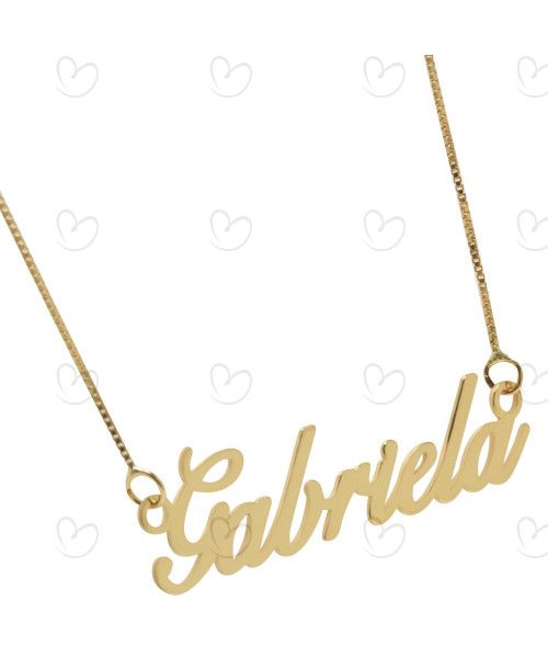 Gargantilha Manuscrito Um Nome Personalizado Liso Ouro 18k