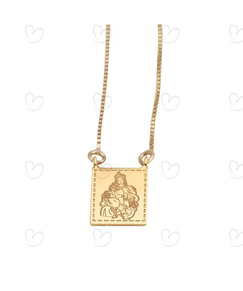 Escapulário Deus é Fiel 8.3mm x 10mm Ouro 18k