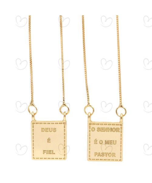 Escapulário Deus é Fiel Ouro 18k