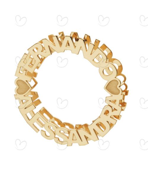 Pingente Mandala com Dois Nomes Personalizados Ouro 18k