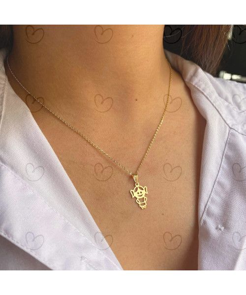Pingente Menina Vazado Ouro 18k