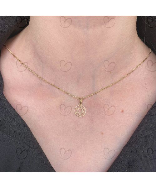 Pingente Estrela de Davi com Aro Vazado Ouro 18k