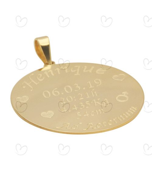 Pingente Nascimento Personalizado 25mm Ouro 18k