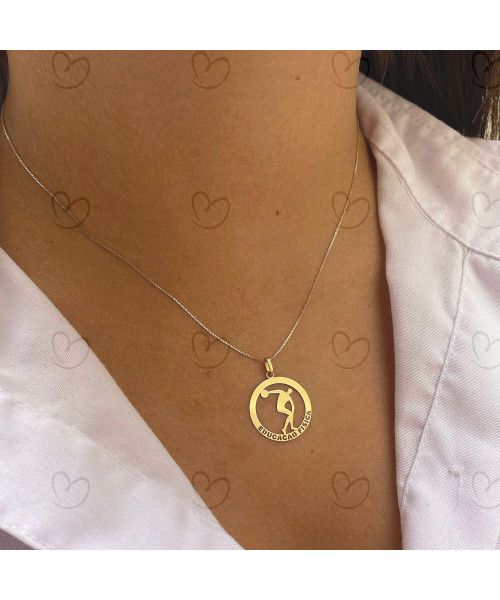 Pingente Profissão Educação Fisica Ouro 18k