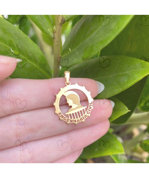 Pingente Profissão Engenharia Civil Ouro 18k