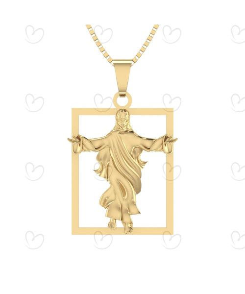 Pingente Quadro Cristo Ouro 18k