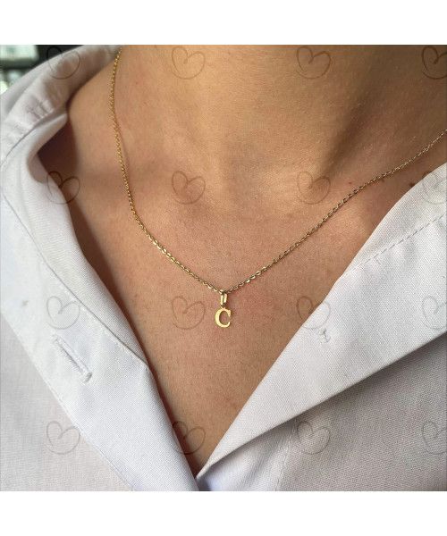 Pingente Letra C Pequena Ouro 18k