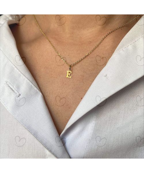 Pingente Letra E Pequena Ouro 18k