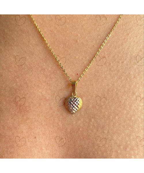 Pingente Coração Tricolor Diamantado Ouro 18k