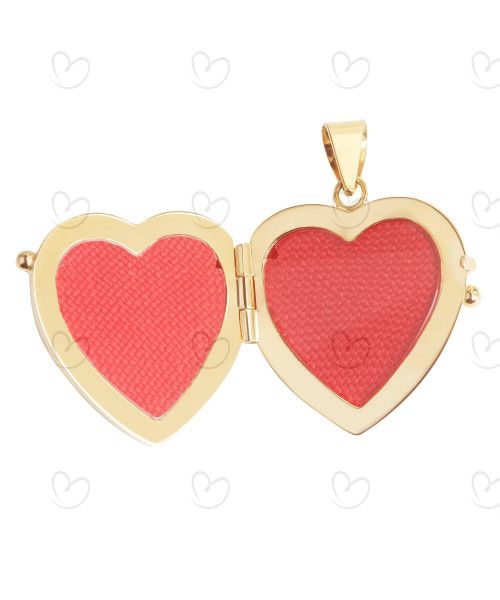 Pingente Relicário Coração Gravado Ave Maria Ouro 18k