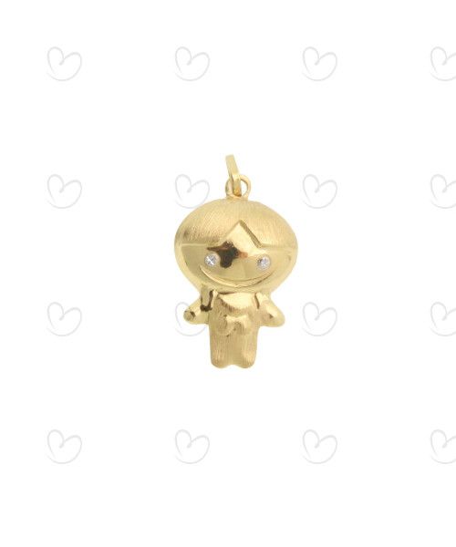 Pingente Menino com Detalhes em Ródio Ouro 18k