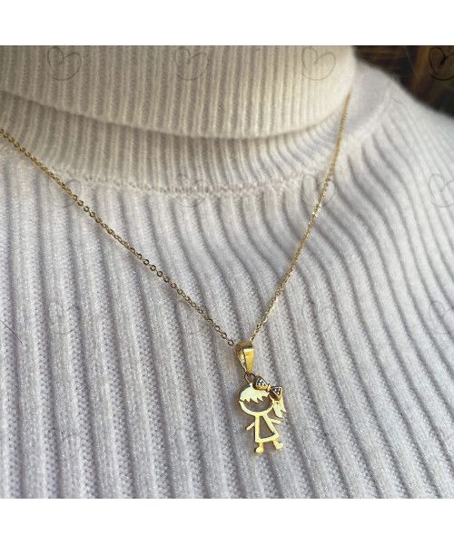 Pingente Menina Laço Grande Ouro 18k