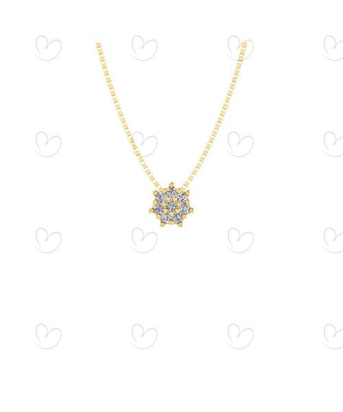 Pingente Chuveiro com Zircônias Ouro 18k
