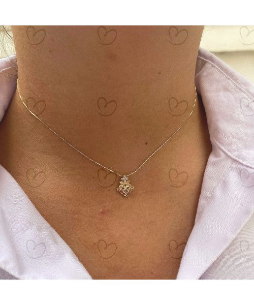 Pingente Sagrado Coração de Jesus Vazado Ouro 18k