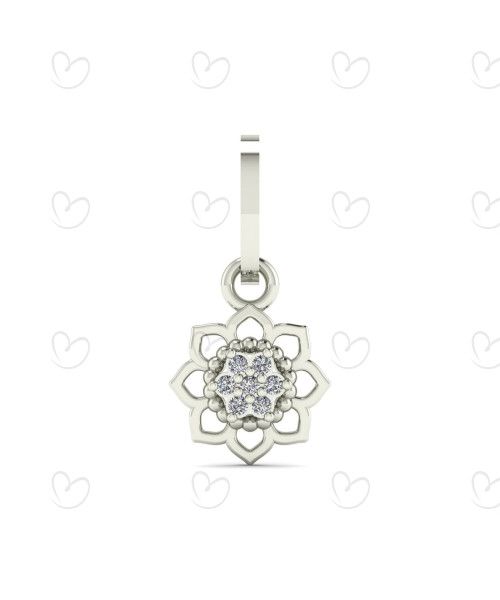 Pingente Miolo Flor Pavê com Diamante Ouro 18k