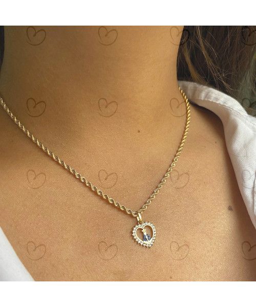 Pingente Nossa Senhora Aparecida no Coração Ouro 18k