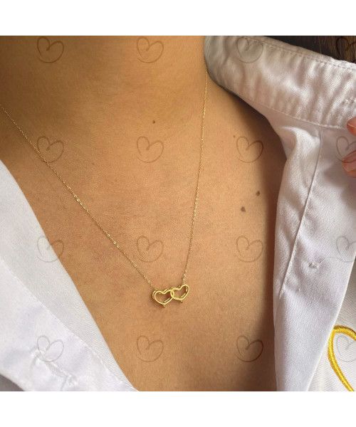 Pingente Canga Corações Duplo Ouro 18k