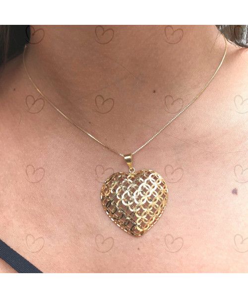 Pingente Coração Vazado Ouro 18k