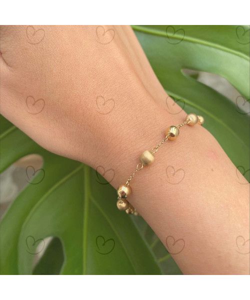 Pulseira Bola 5mm Lisa/Fosca Amarela Ouro 18k