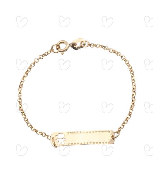 Pulseira Infantil de Plaquinha Menino Vazado Ouro 18k