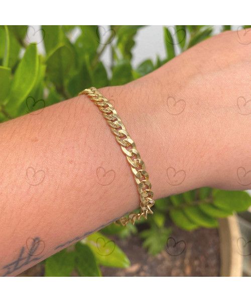 Pulseira Groumet Achatada Ouro 18k