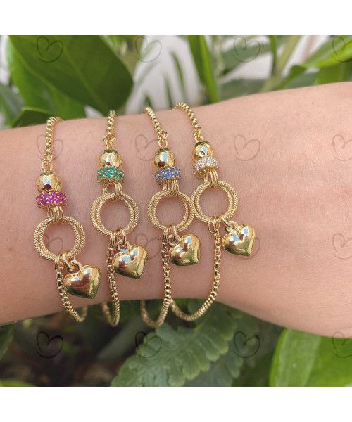 Pulseira Milano com Pingentes Diversos Ouro 18k