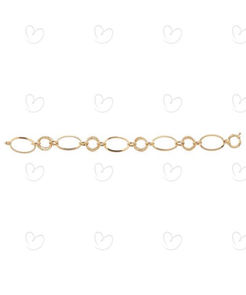 Pulseira Elos Ovais Estilizados e Navete Ouro 18k