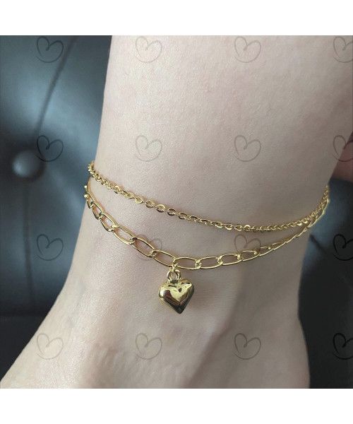 Tornozeleira Bailarina 0x0 com coração Ouro 18k