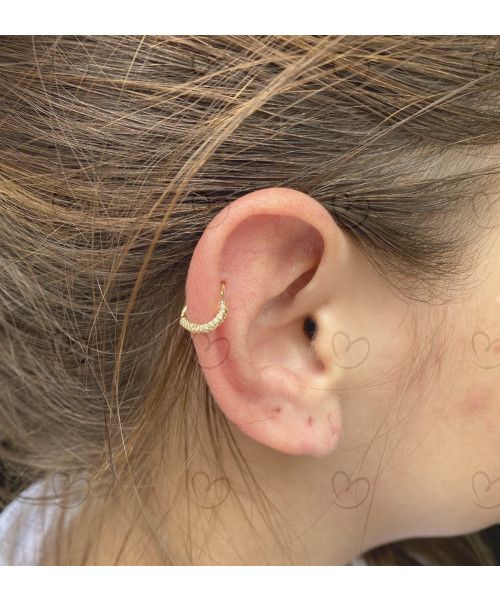 Piercing Argola Coração Cravejado Ouro 18k