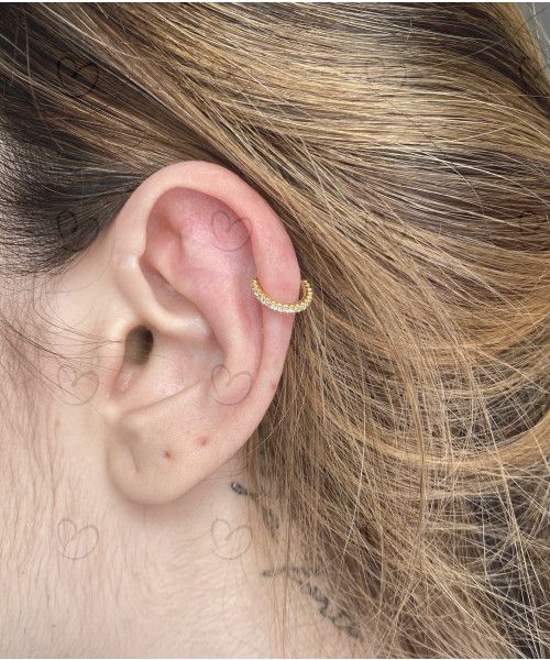 Piercing Argola Redonda Cravejada Ouro 18k