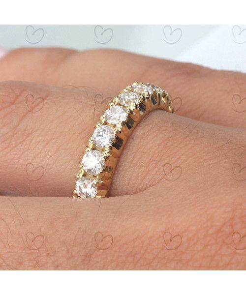 Anel Aliança Cravejada Inteira 3mm Ouro 18k