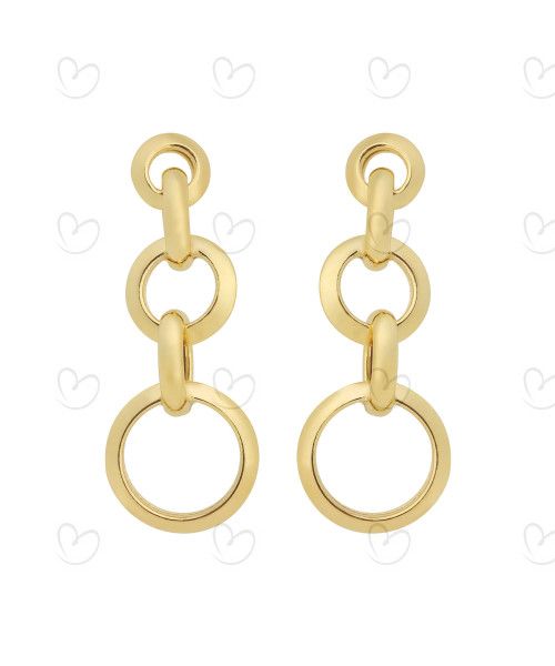 Brinco Elos Redondos Lisos em Ouro 18k