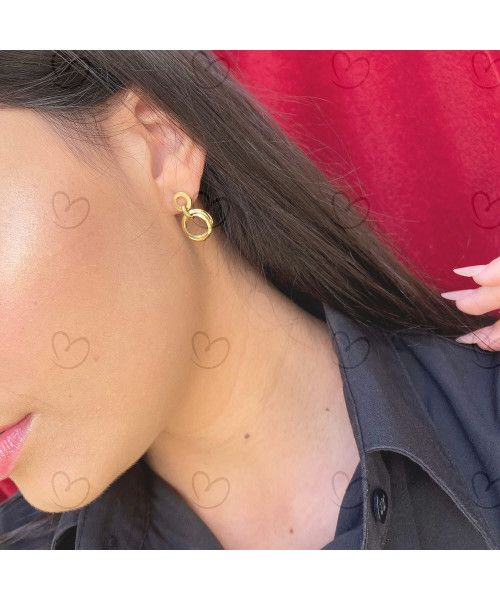 Brinco Elos Redondo Duplo Ouro 18k