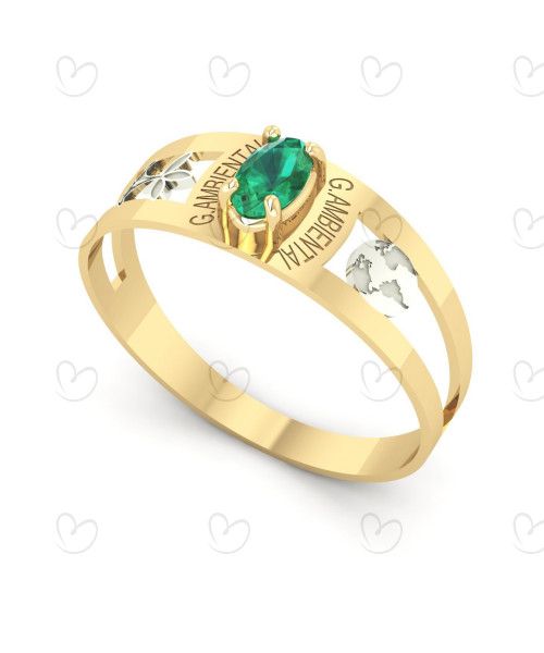 Anel Formatura Gestão Ambiental Oval 3mm x 5mm Ouro 18k