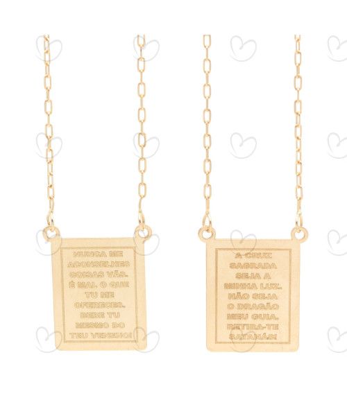 Escapulário São Bento com Cartier Ouro 18k