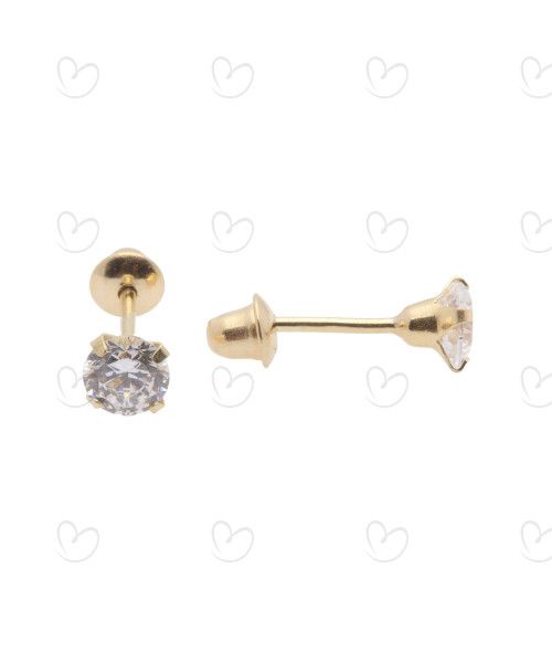 Brinco Baby Zircônia 3.5mm Ouro 18k