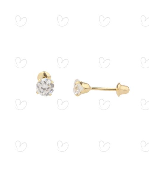 Brinco Baby Zircônia 4mm Ouro 18k