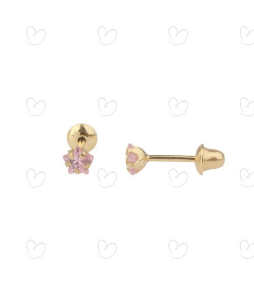 Brinco Baby Estrelinha Rosa Ouro 18k