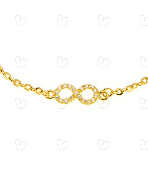 Pulseira Infinito com Zircônias Ouro 18k