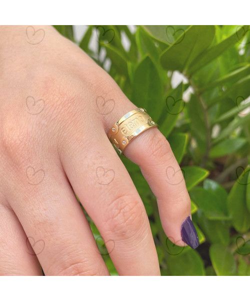 Aliança Amor Eterno com Pedras Ouro 18k