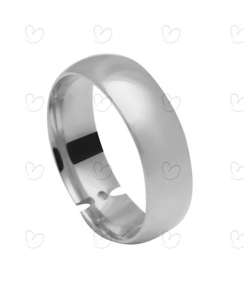 Aliança em Ouro Branco 18k/750 Comfort 1 Pedra e Aro 6mm Ouro 18k