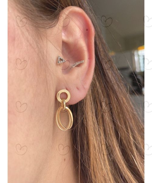 Brinco Mix de Elos Pendurados Amarelo Ouro 18k