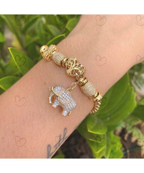 Pulseira Milano Moment Elefante Ouro 18k