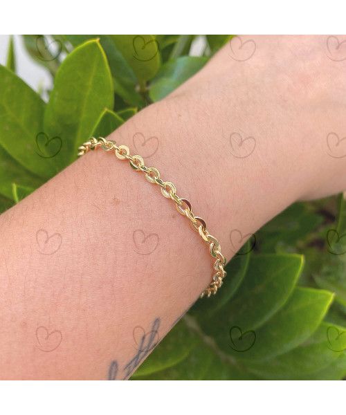Pulseira Bailarina Grossa 19cm Ouro 18k