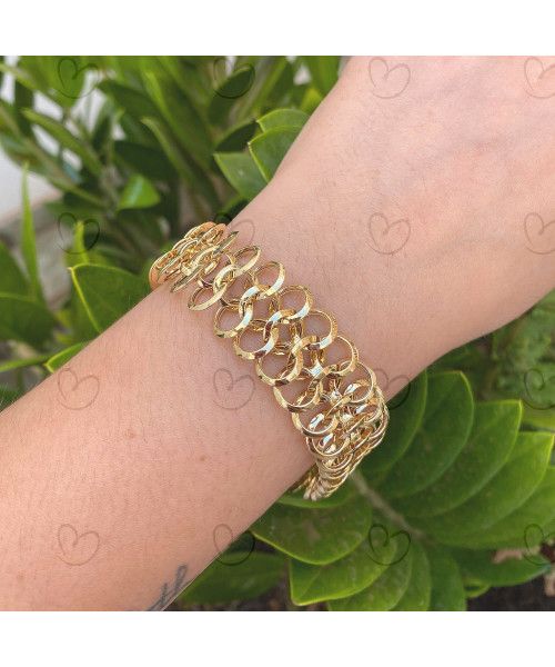 Pulseira Escama de Peixe 21cm Ouro 18k