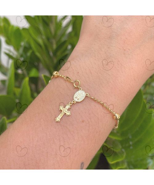 Pulseira Portuguesa Terço Ouro 18k