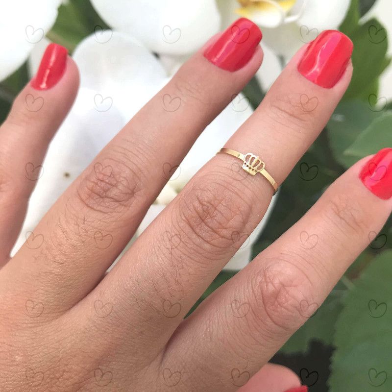 Anel Falange Coroa Ouro 18k